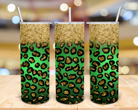 Green Gold Glitter Leopard Print